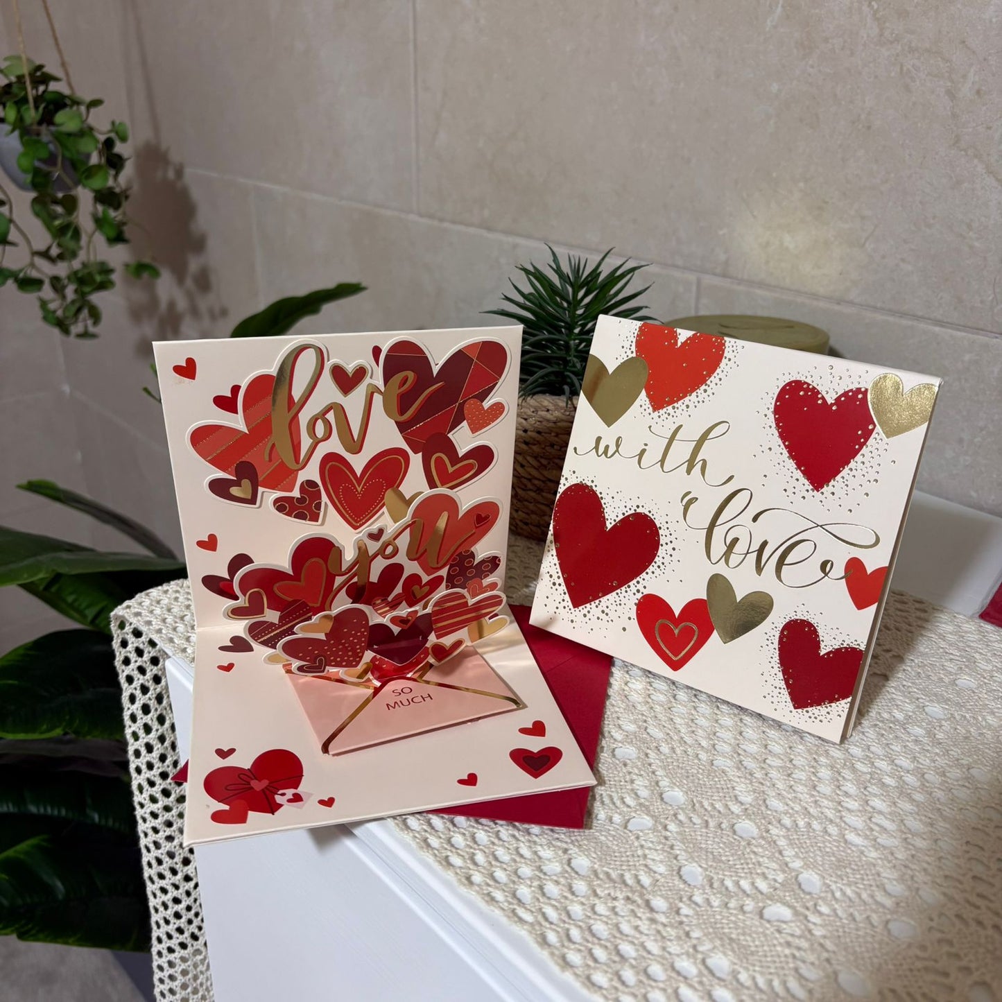 Red Hearts Love Pop Cards