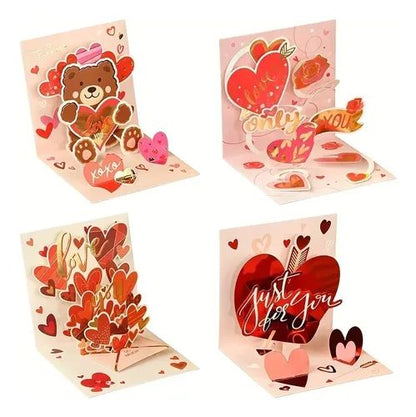 Red Hearts Love Pop Cards