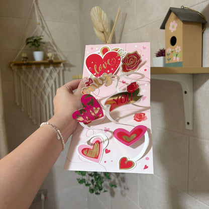 Red Hearts Love Pop Cards