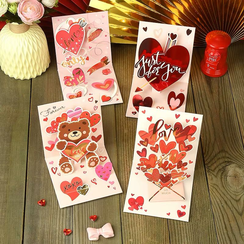 Red Hearts Love Pop Cards