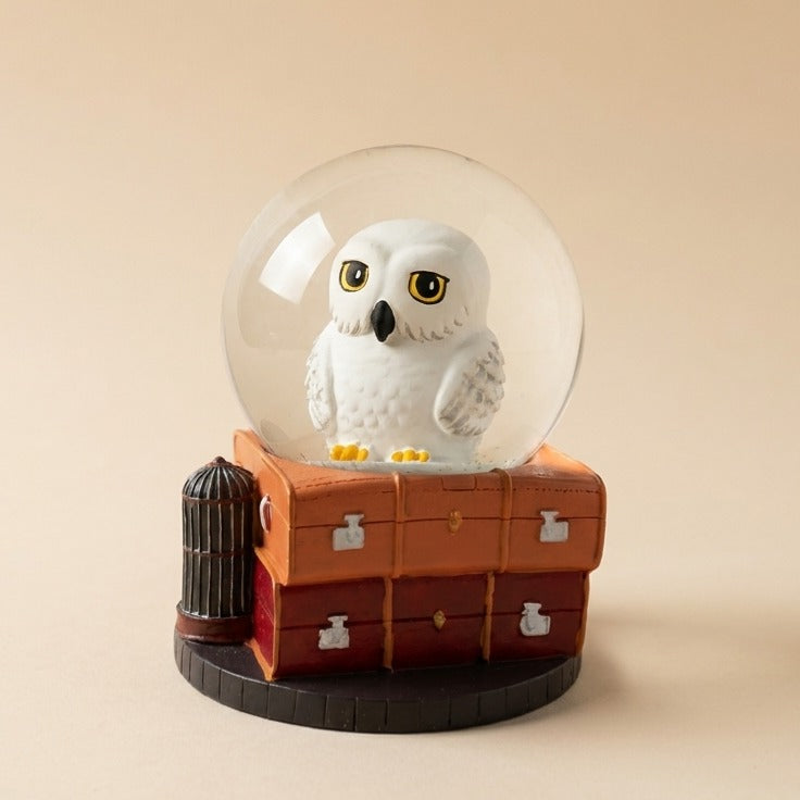 Harry Potter Hedwig Owl 9cm Mini Snow Globe – Luggage & Bird Cage Base Desk Decor