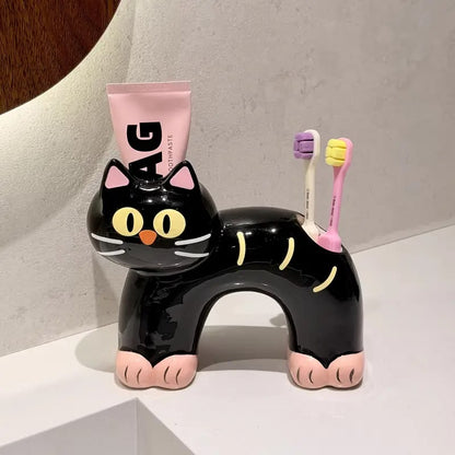 Cute Cat Toothbrush and Toothpaste Holder