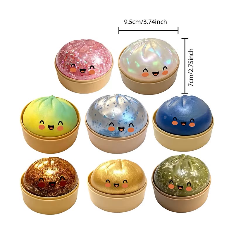 Glitter Dumpling Squishy Toy with Steamer Basket - Blind Box