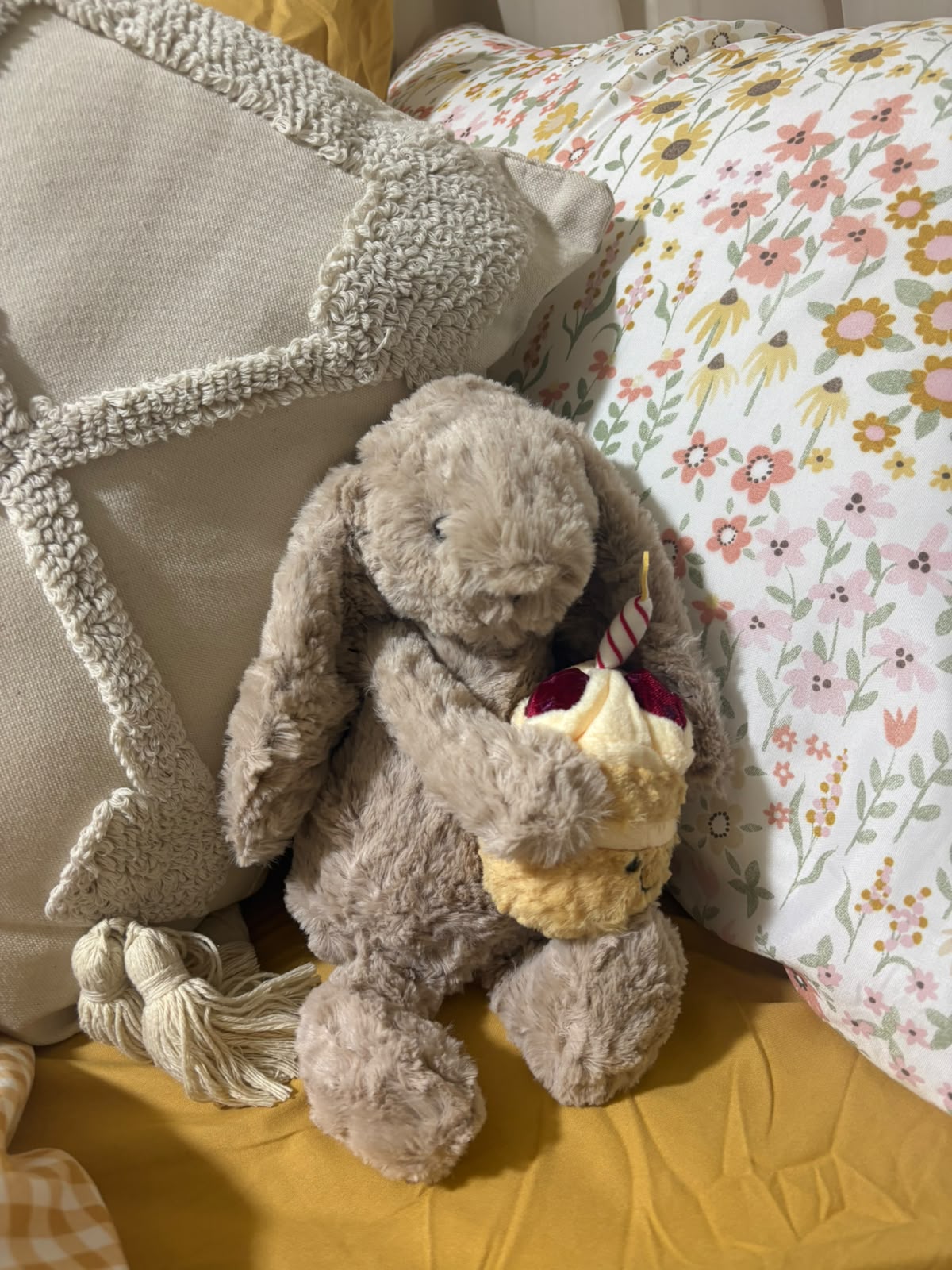 Plush Birthday Bunny with Cupcake – Cute Stuffed Animal Gift - 30 cm