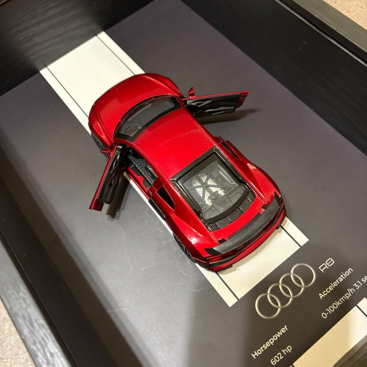 Audi R8 3D Shadow Box Wall Art - Red - 32cm x 23cm - Pinky Promise