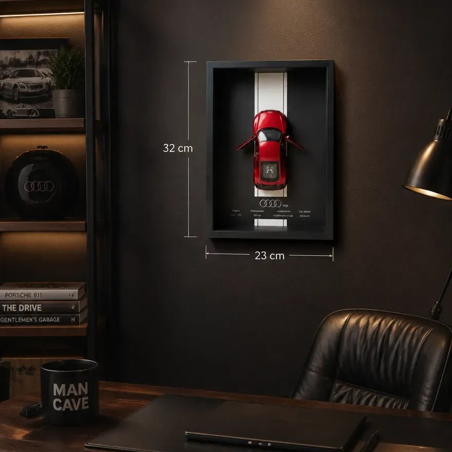 Audi R8 3D Shadow Box Wall Art - Red - 32cm x 23cm - Pinky Promise