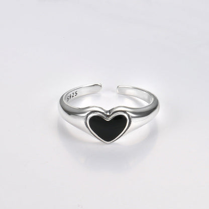 Black Heart Signet Adjustable Ring - 925 Sterling Silver - Photo 5 | Pinky Promise