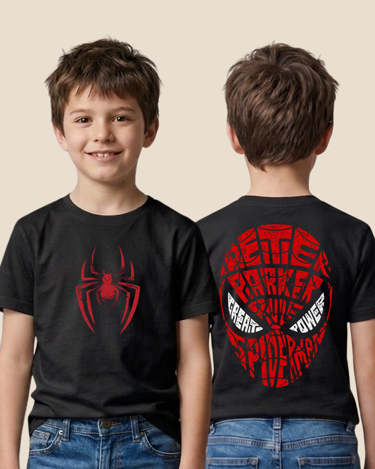 Spiderman t-shirt Kids Sizes - front and back