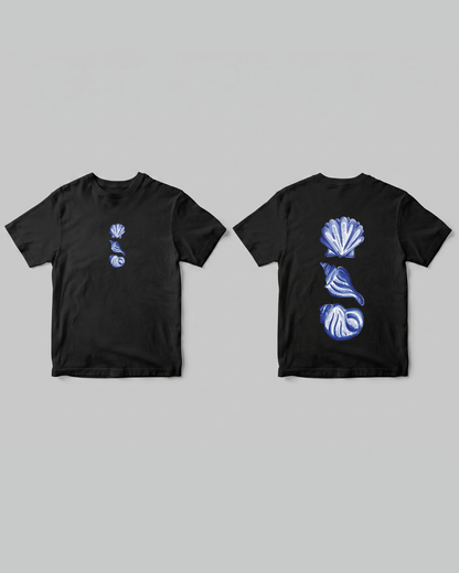 Blue Shells T-shirt - Front and back