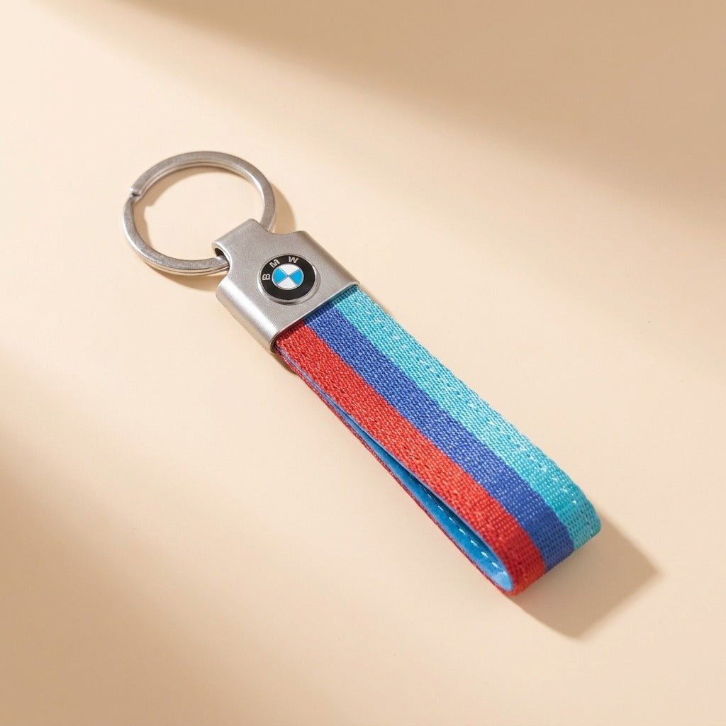 BMW M-Power Tri-Color Woven Strap Keychain - Pinky Promise