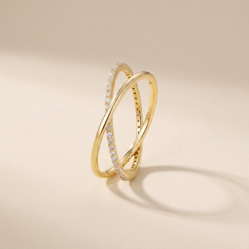 Buy Crisscross Pavé X Ring – 925 Sterling Silver, Gold Plated at Pinky Promise