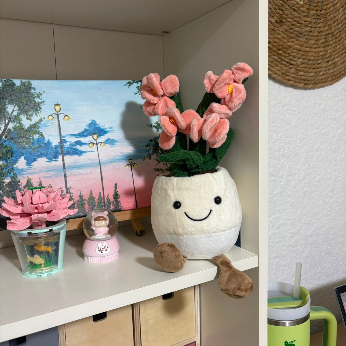 Cute Smiling Potted Pink Flower Plush Toy - 30 cm - Pinky Promise