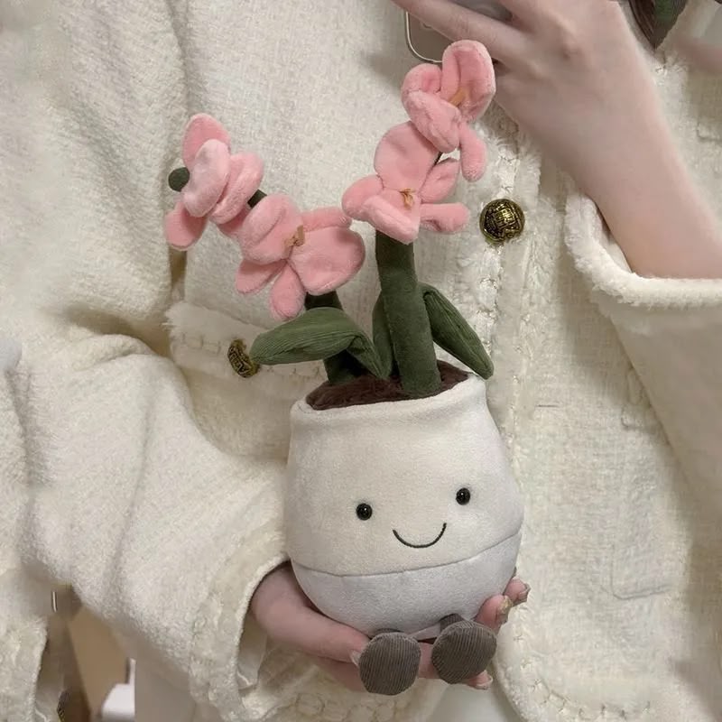 Cute Smiling Potted Pink Flower Plush Toy - 30 cm - Pinky Promise