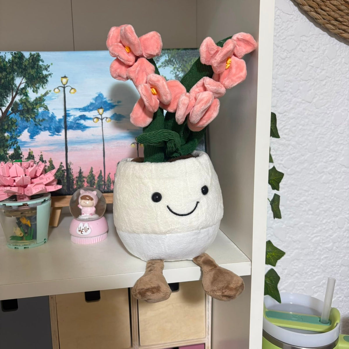 Cute Smiling Potted Pink Flower Plush Toy - 30 cm - Pinky Promise