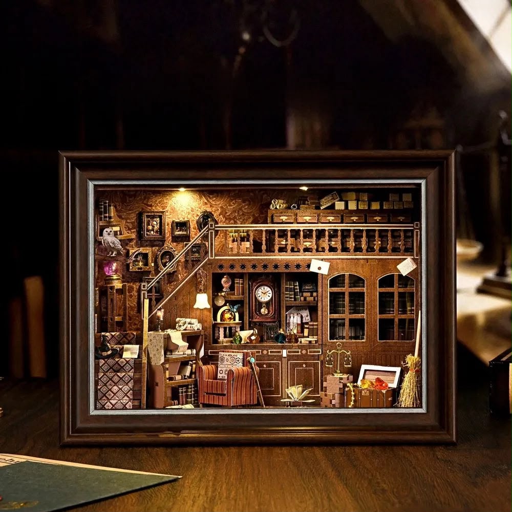 DIY Harry Potter Secret Attic Miniature Kit – 3D Light-Up Wall Frame Nook Craft - Pinky Promise