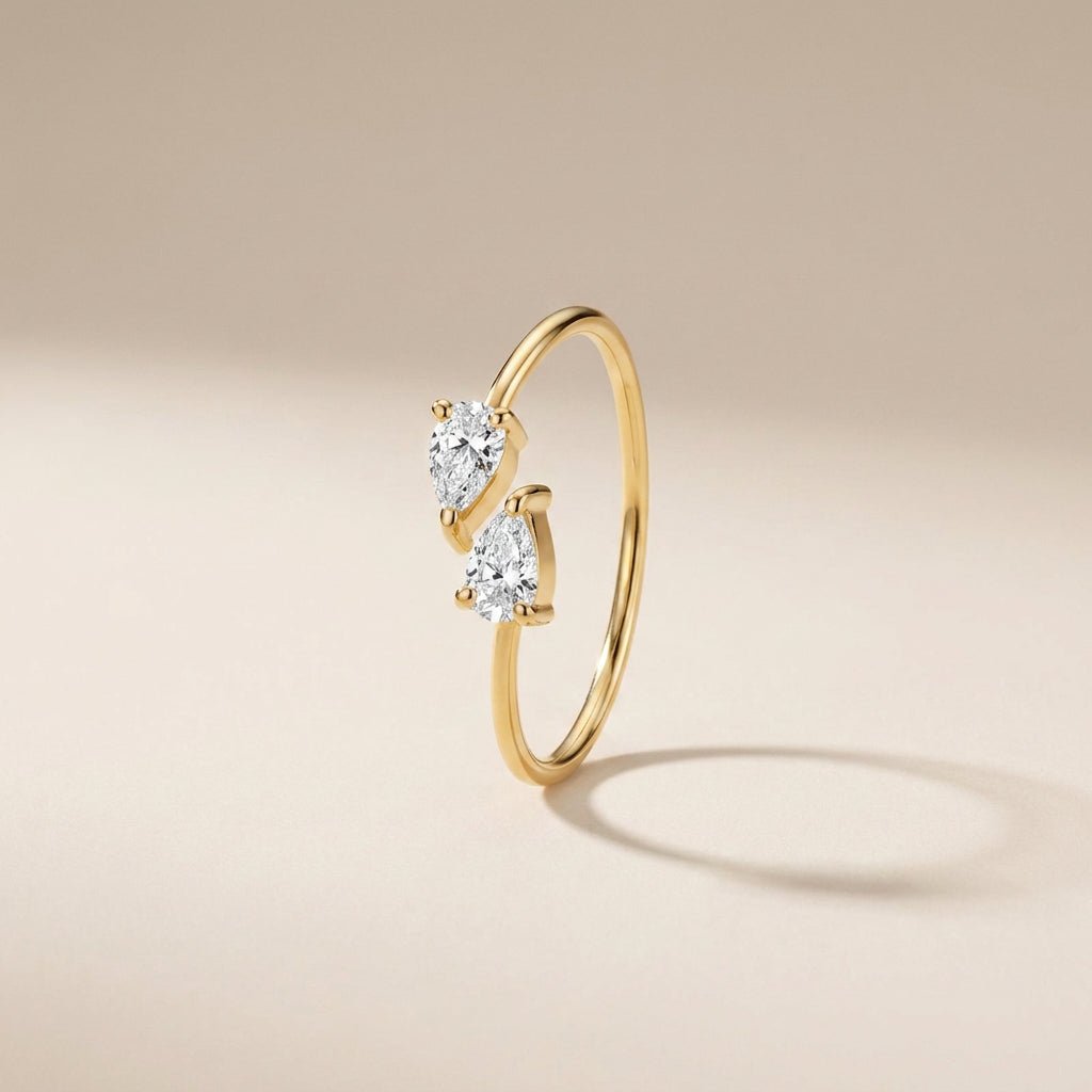 Buy Double Pear Open Ring - Gold Plated 925 Sterling Silver at Pinky Promise