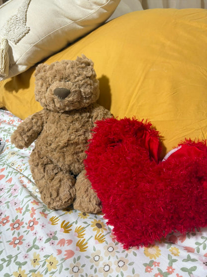 Bear in a heart outfit plush - 26 cm