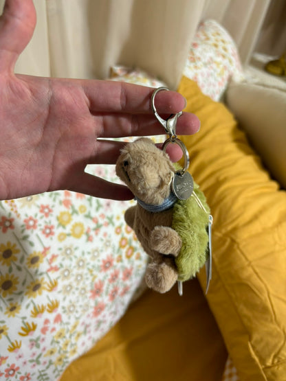 Turtle with Blue Scarf plush keychain - 10 cm