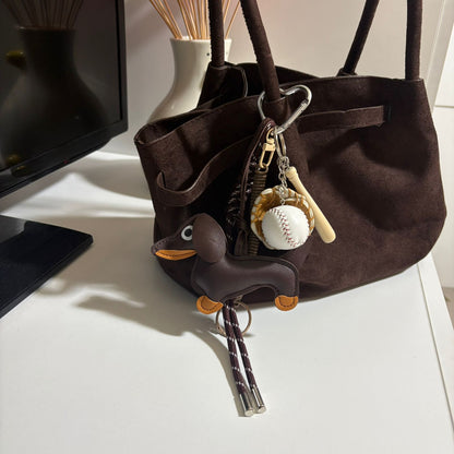 Dog and Baseball Glove Keychain Accessory