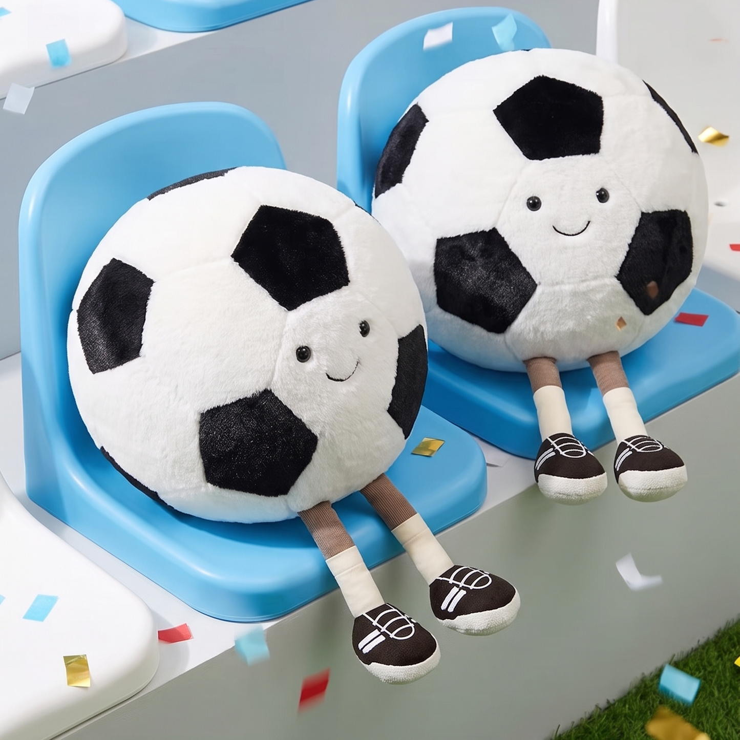 Kawaii Sports Ball Plushies – Basketball & Football - 30 cm