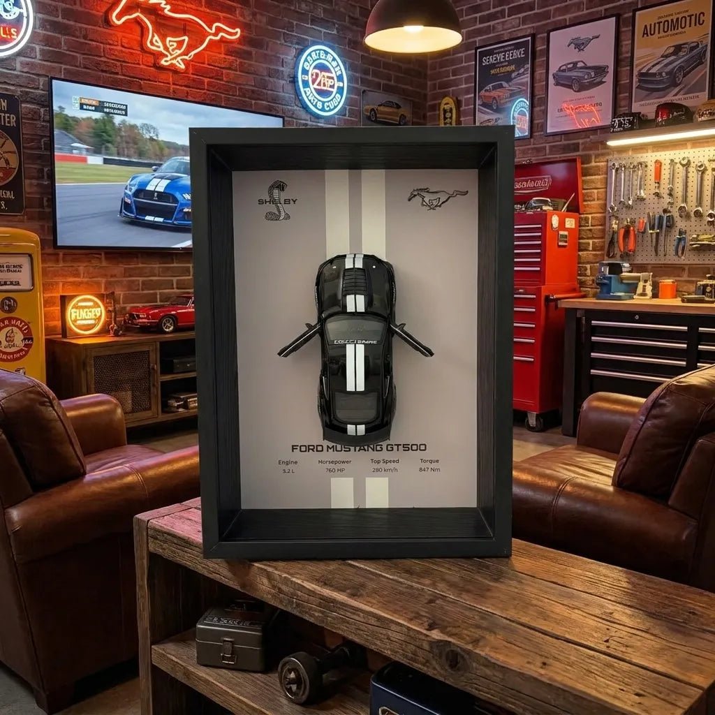 Ford Mustang Shelby GT500 3D Shadow Box Wall Art - Black - 32cm x 23cm - Pinky Promise