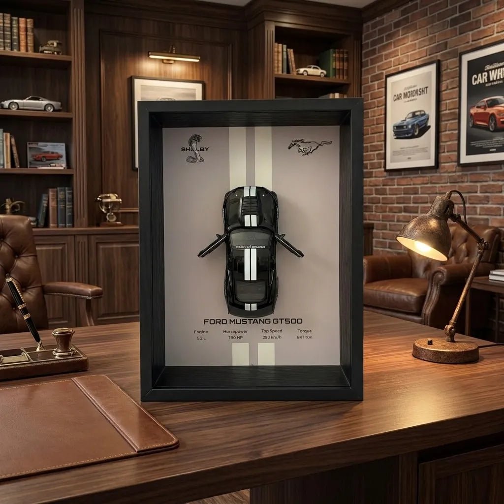 Ford Mustang Shelby GT500 3D Shadow Box Wall Art - Black - 32cm x 23cm - Pinky Promise