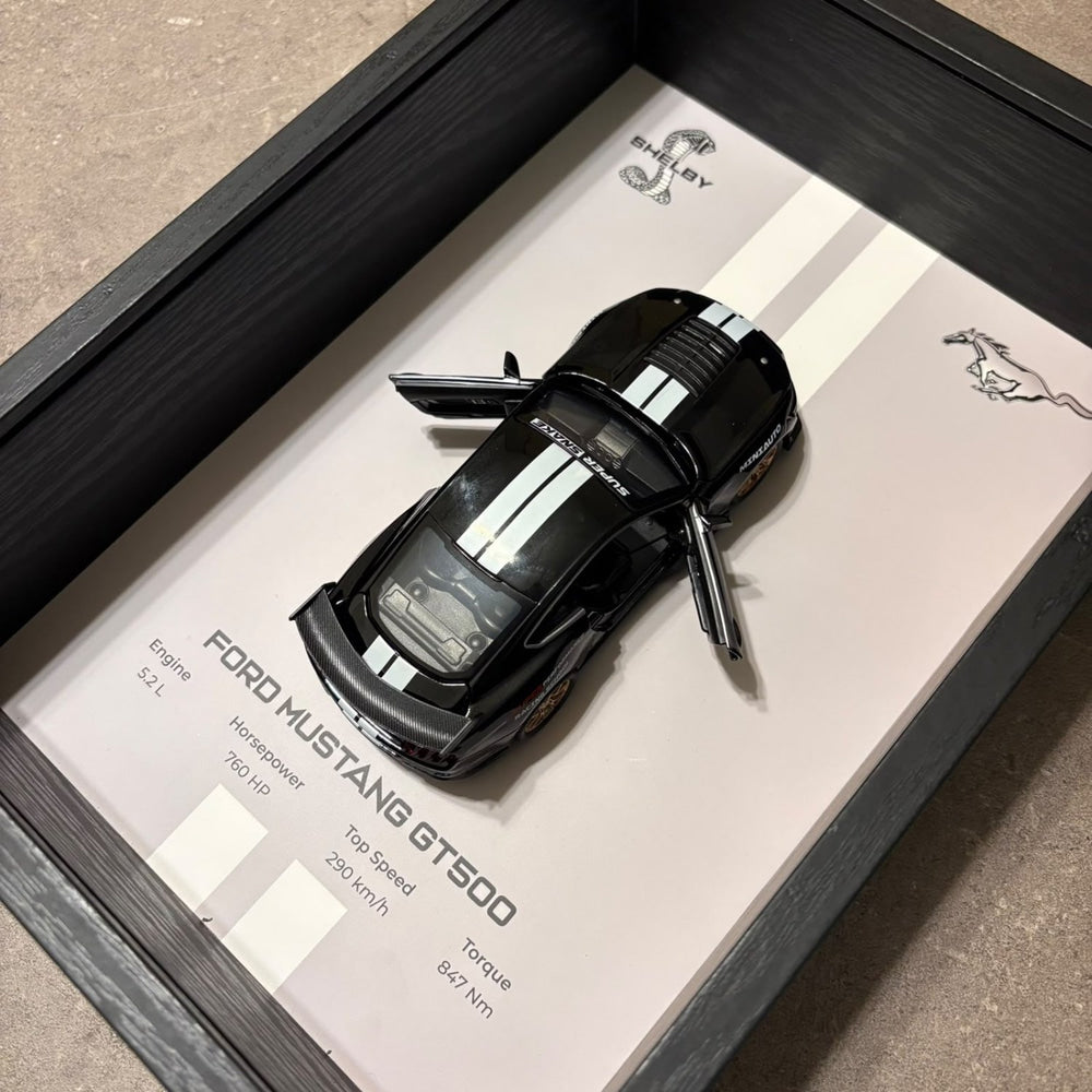 Ford Mustang Shelby GT500 3D Shadow Box Wall Art - Black - 32cm x 23cm - Pinky Promise