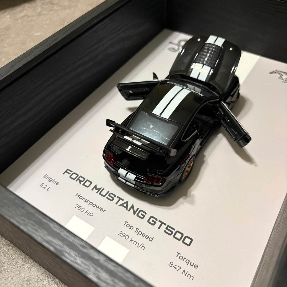 Ford Mustang Shelby GT500 3D Shadow Box Wall Art - Black - 32cm x 23cm - Pinky Promise