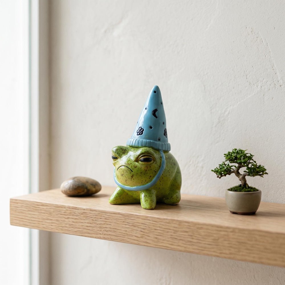 Buy Grumpy Ceramic Frog with Wizard Hat Figurine at Pinky Promise