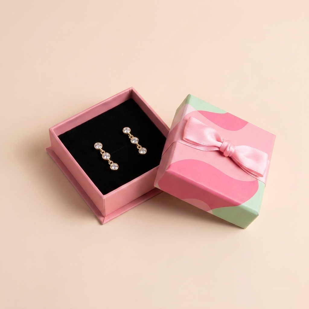 Trio Bezel Drop Earrings - 925 Sterling Silver