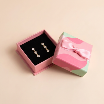 Trio Bezel Drop Earrings - 925 Sterling Silver