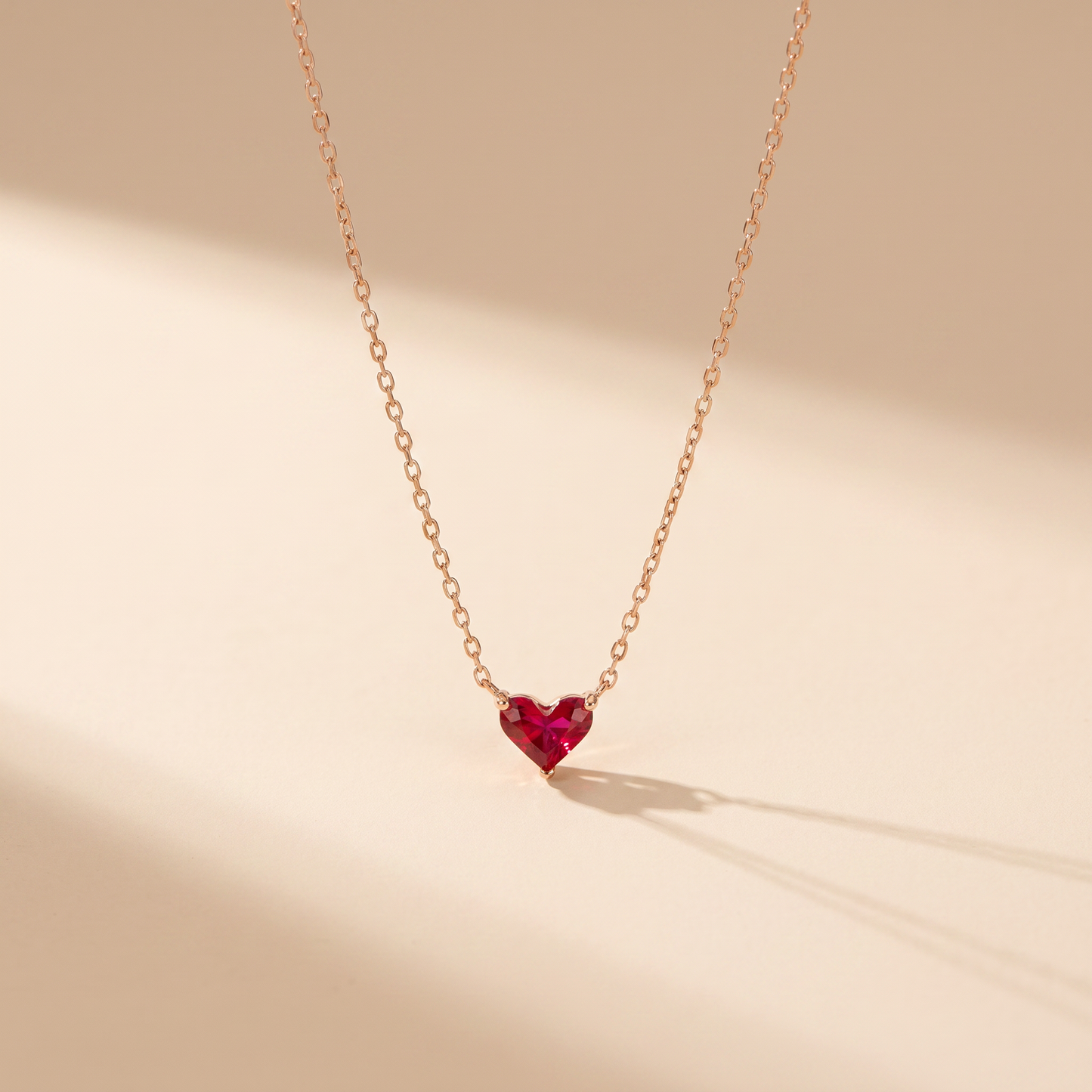 Pink Heart Pendant Gold plated Necklace - 925 Sterling Silver