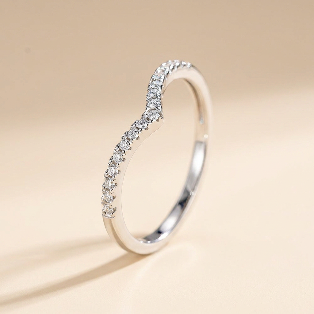 Curved Wishbone Pavé Ring – 925 Sterling Silver