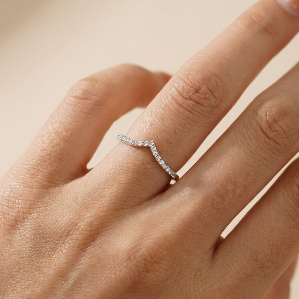 Curved Wishbone Pavé Ring – 925 Sterling Silver
