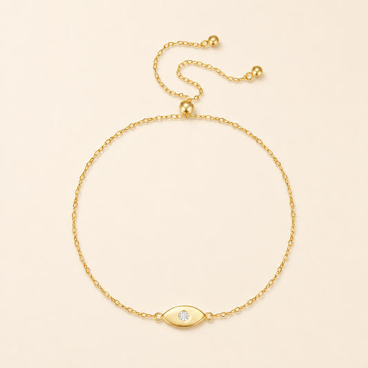 Evil Eye Charm Bracelet – 925 Sterling Silver, Gold Plated