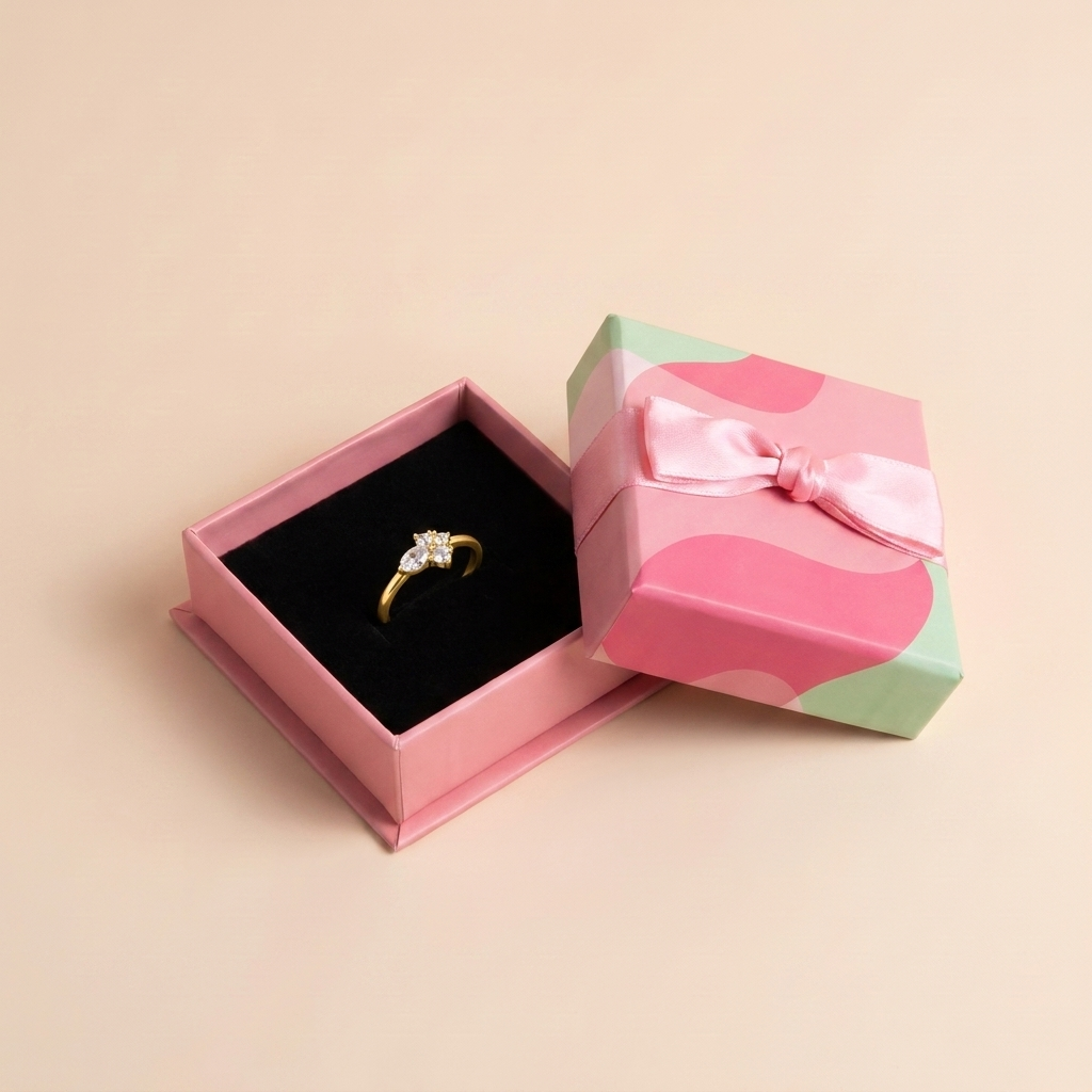 Cluster Crystal Ring – 925 Sterling Silver, Gold Plated