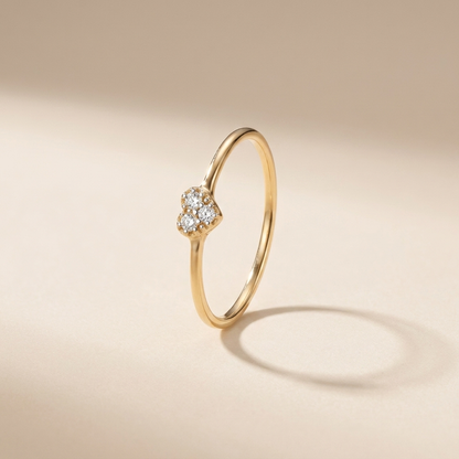 Pavé Heart Ring – 925 Sterling Silver, Gold Plated