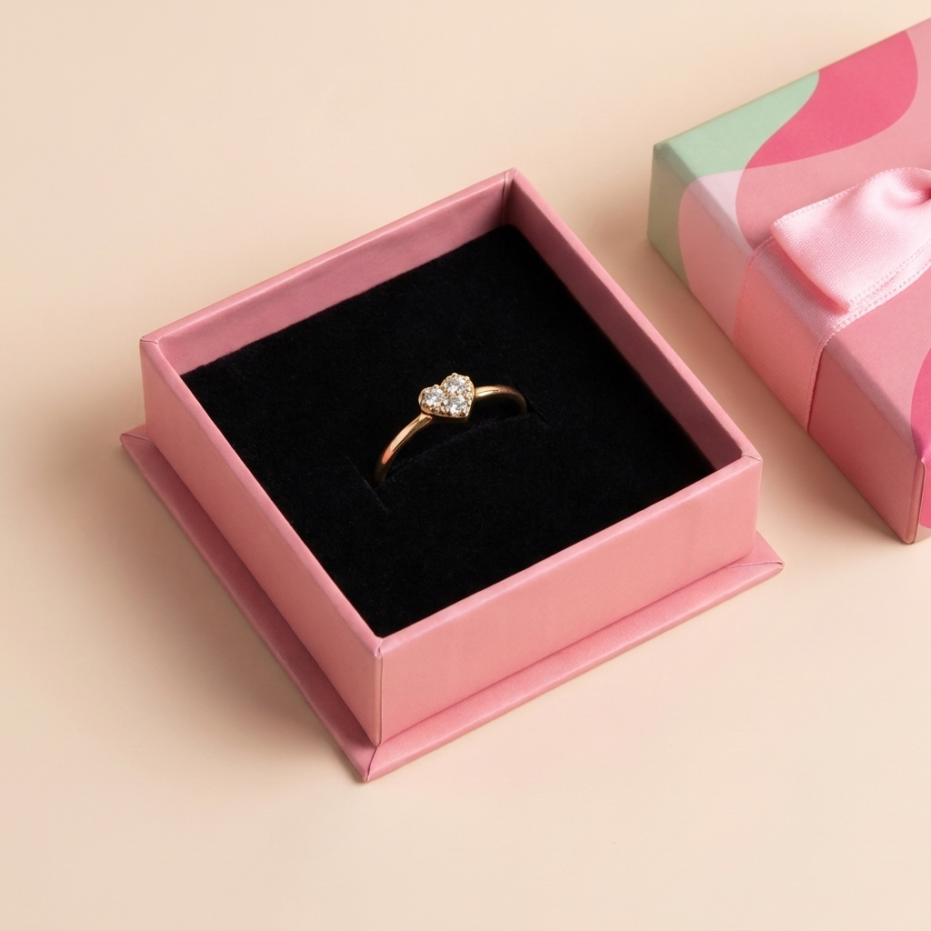 Pavé Heart Ring – 925 Sterling Silver, Gold Plated