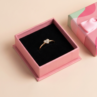 Pavé Heart Ring – 925 Sterling Silver, Gold Plated