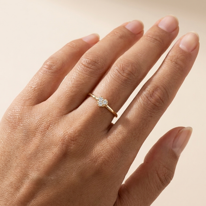 Pavé Heart Ring – 925 Sterling Silver, Gold Plated