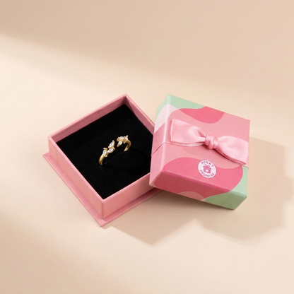 Marquise Leaf Open Ring – 925 Sterling Silver, Gold Plated