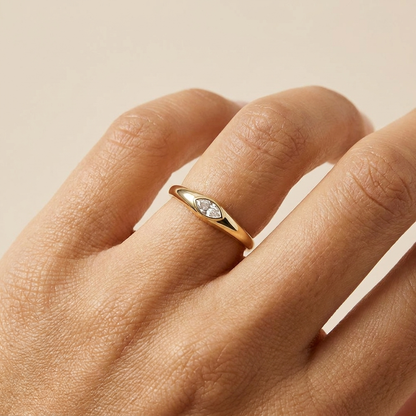 Bezel Marquise Solitaire Ring – 925 Sterling Silver, Gold Plated