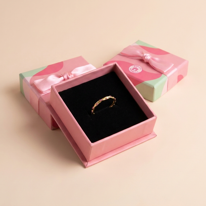 Twisted Vine Pink Stone Ring – 925 Sterling Silver, Gold Plated