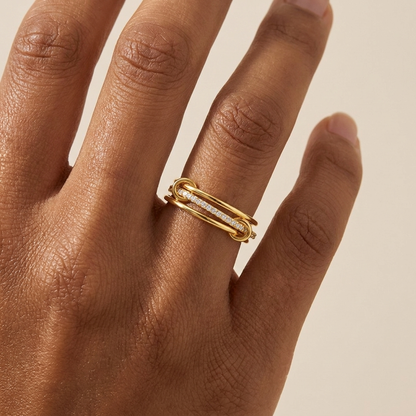Triple Band Pavé Ring – 925 Sterling Silver, Gold Plated