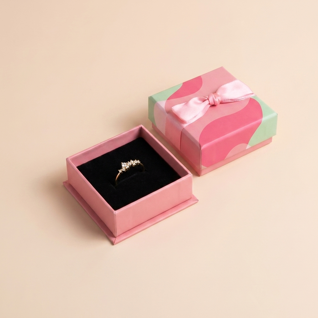 Scattered Crystal Cluster Ring – 925 Sterling Silver, Gold Plated
