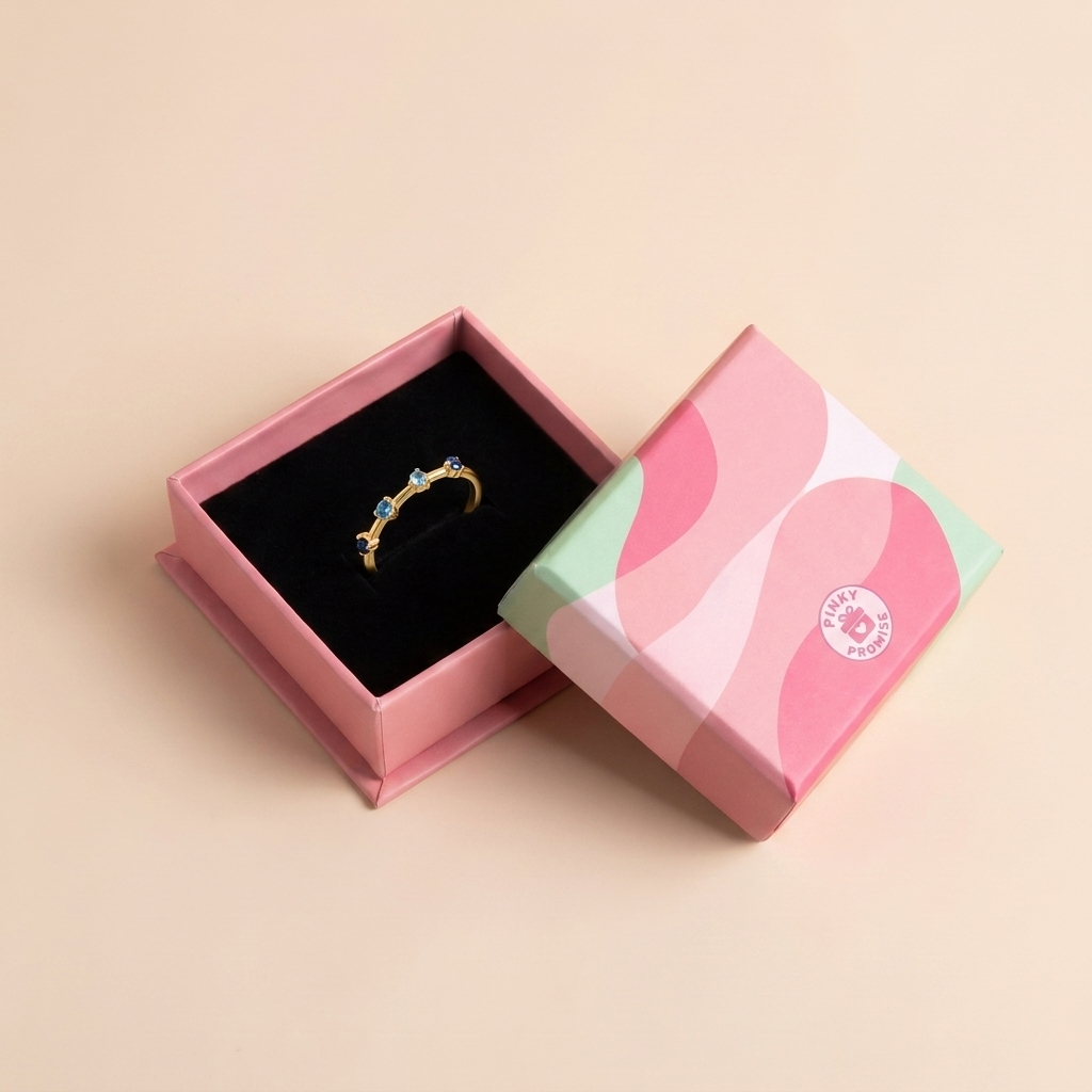 Ombré Blue Stone Ring – 925 Sterling Silver, Gold Plated