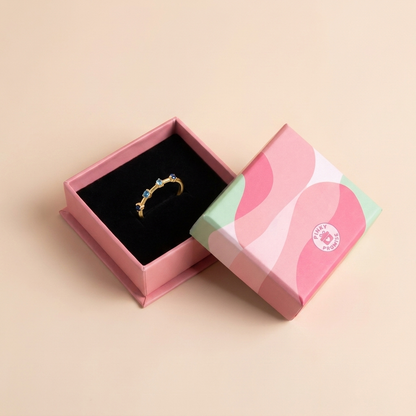 Ombré Blue Stone Ring – 925 Sterling Silver, Gold Plated