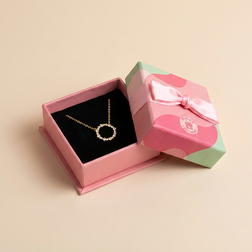 Open Circle Pavé Necklace – 925 Sterling Silver, Gold Plated