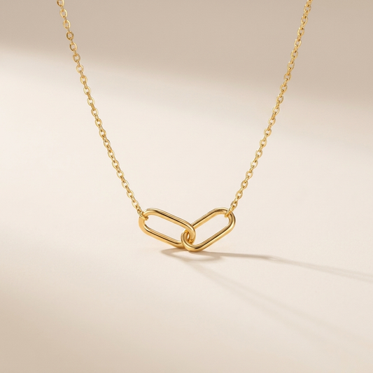 Interlocking Link Necklace – 925 Sterling Silver, Gold Plated