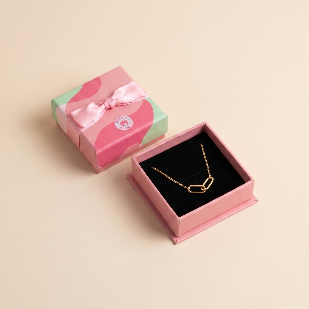 Interlocking Link Necklace – 925 Sterling Silver, Gold Plated